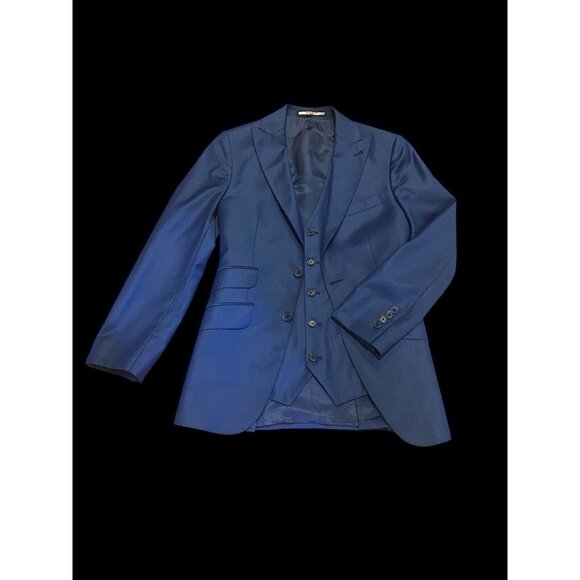Connaisseur Paris Blue Vest Jacket Blazer Mens 32 Lana Merino Super Wool 170s - Picture 16 of 16